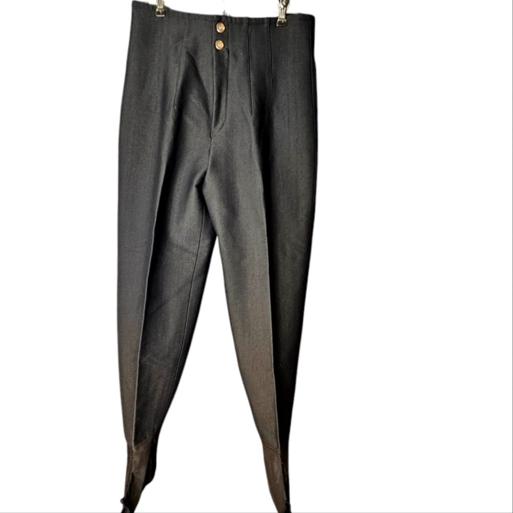 Bogner Vintage Black Ski Pants 4 Way Stretch Stocking Foot Tailered Wool Women 8